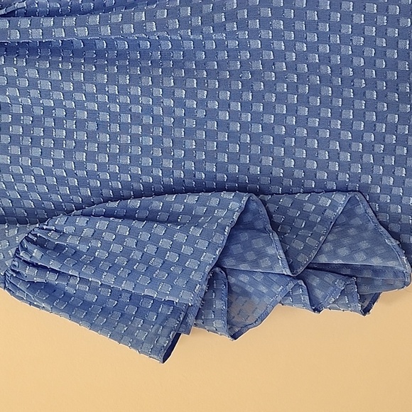 Alice + Olivia Julius Ruffle Peasant Blouse Blue Top Solid  Swiss Dot Ties  XS - Picture 13 of 17